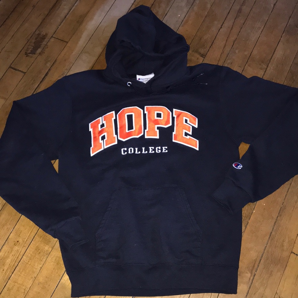 Champion Navy‎ Hoodie with Orange "HOPE" College Logo